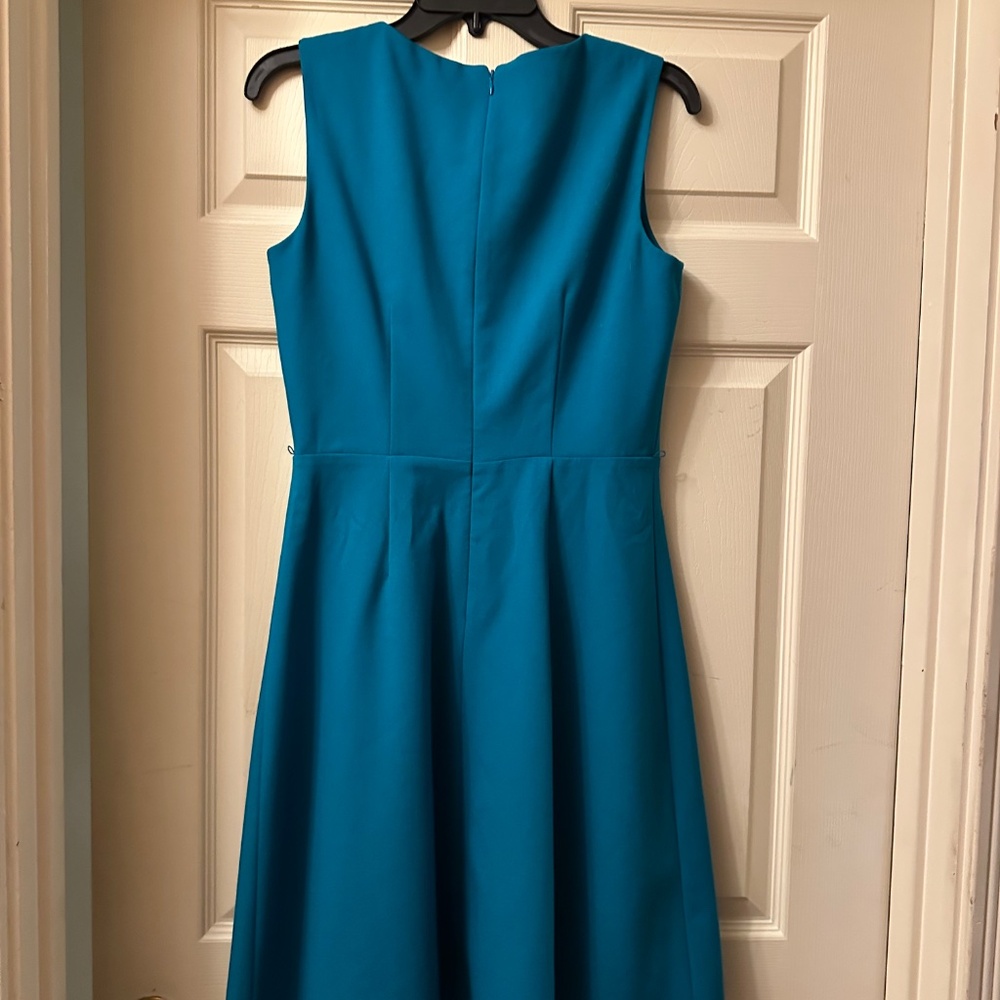 Calvin Klein || Size 8 || Sleeveless Aqua Colored Dress, Flare || Missing Belt - Picture 2 of 2
